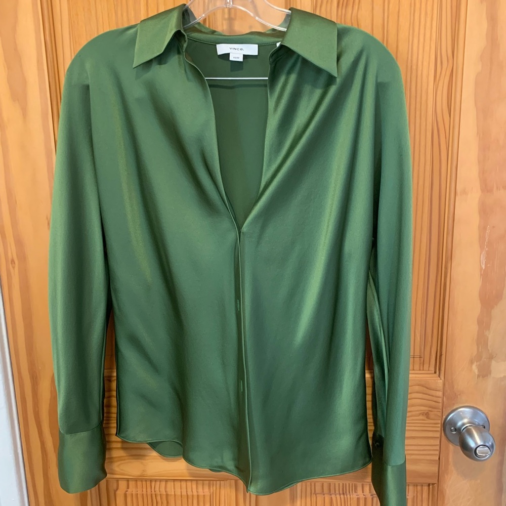 Vince Sage Green Satin Top